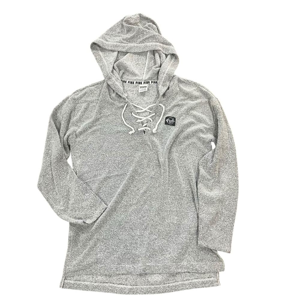 PINK Victoria's Secret Pullover Womens Size Small Gray Casual Sweatshirt Hooded